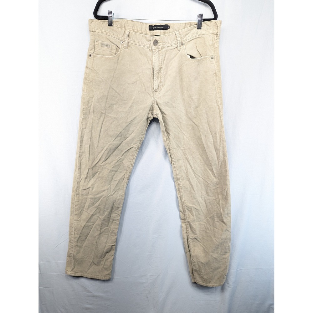 Calvin Klein Jeans Mens Beige‎ Corduroy Pants Size 38 Relaxed Fit Cotton Blend